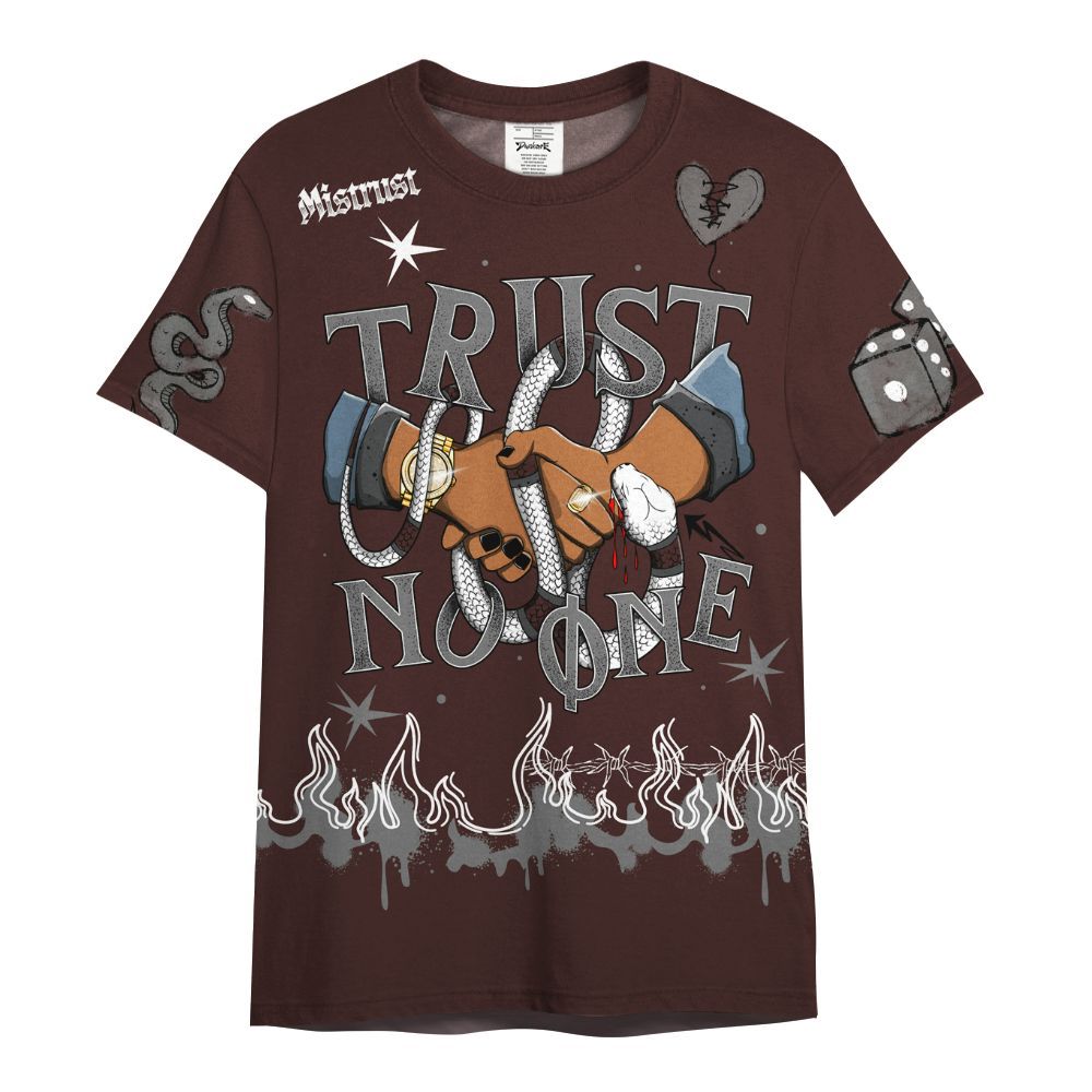 Shirt To Match Burgundy 5s - Trust No One Snake-Bite Doodle Crayon All Over Print