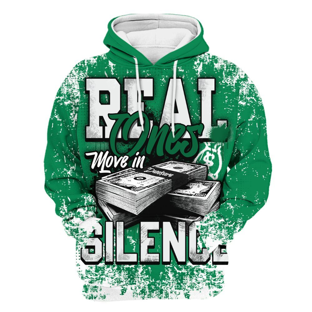 Hoodie To Match Mid Lucky Green 1s - Move In Silence Money Street Retro All Over Print