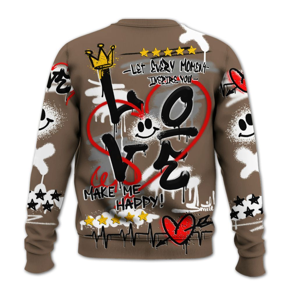 Sweatshirt To Match Dark Mocha Jack - Happy Love Beats Graffiti Streetwear All Over Print