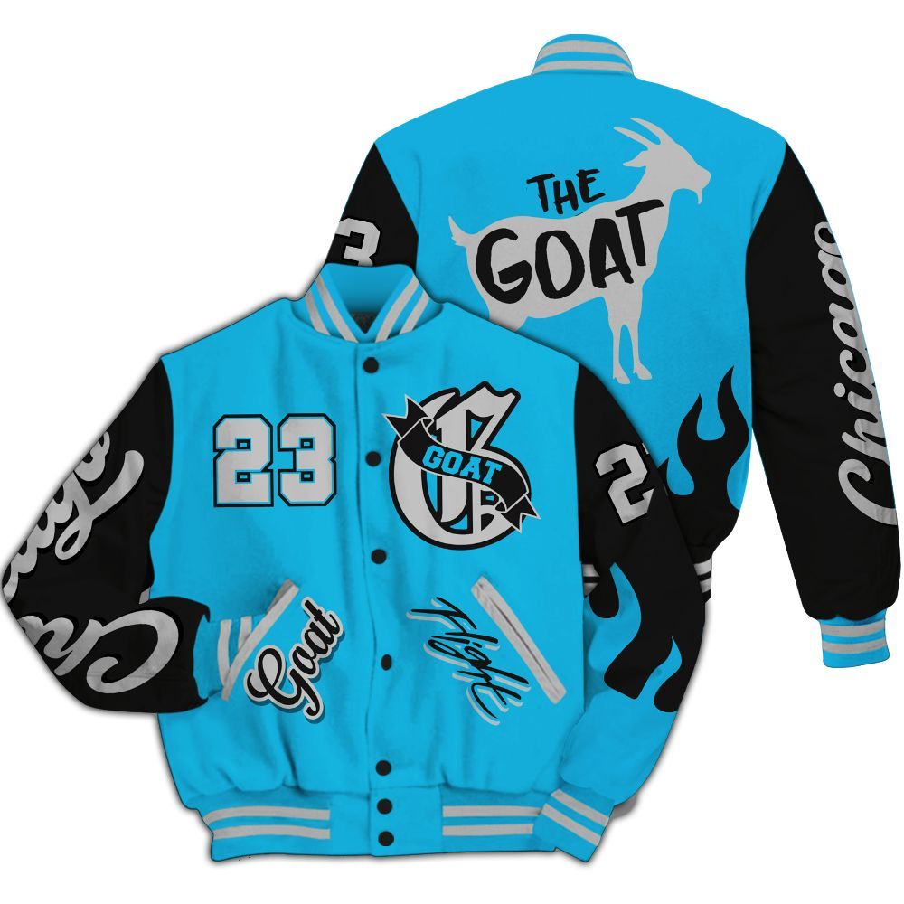 Varsity Jacket To Match Black University Blue 2026 14s - The G.O.A.T Streetwear All Over Print