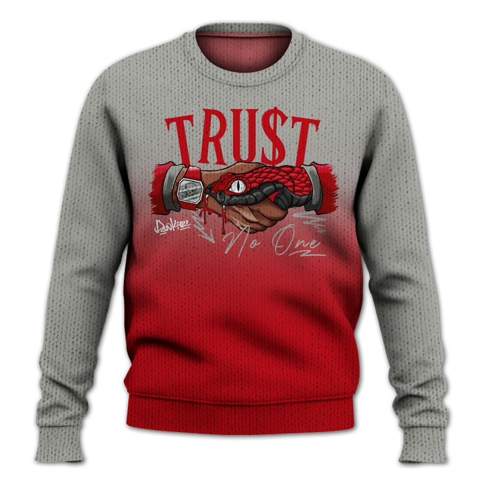 Knitted Sweater To Match Air Griffey Max Gray Reds 1s - Snake Trust No One Drip