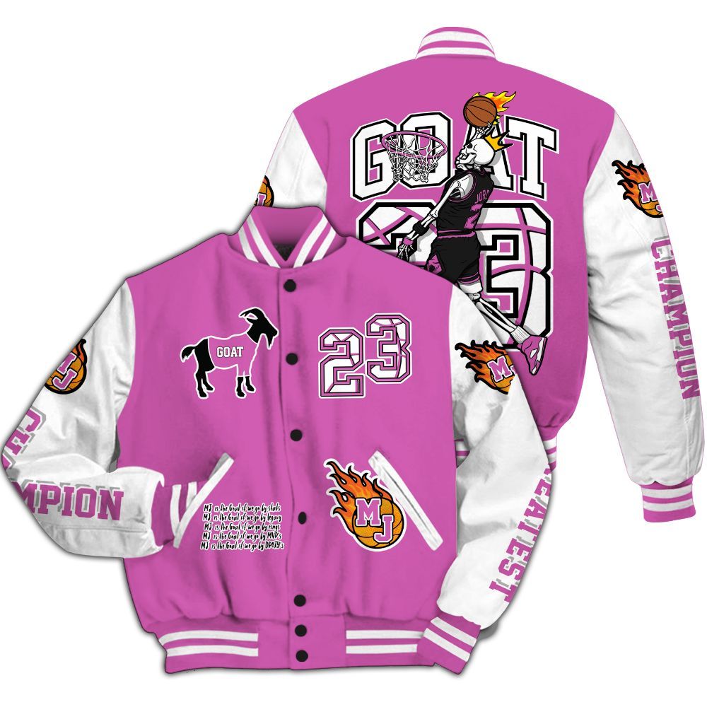 Varsity Jacket To Match Hyper Violet 4s - 23 G.0.A.T Jump Up Basketball All Over Print