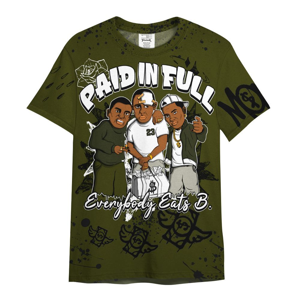 Shirt To Match Dunk Low Pale Ivory Cargo Khaki - Everybody Paid In Full Crayon All Over Print