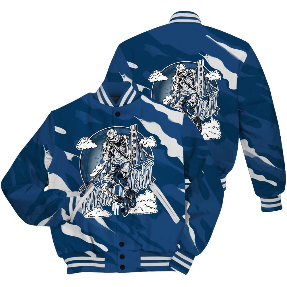 Varsity Jacket To Match High OG Midnight Navy 1s Shirt - Seeya Skeleton Colored All Over Print