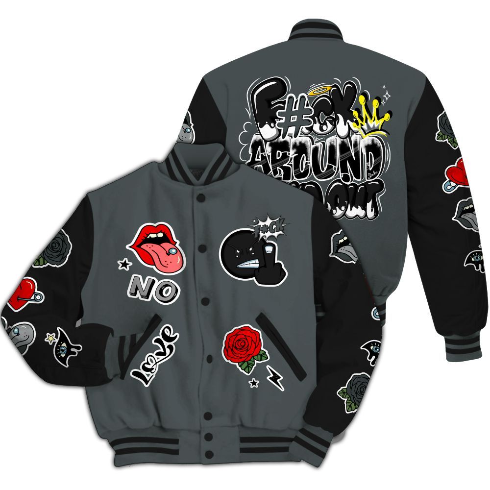 Varsity Jacket To Match Black RM Nigel Sylvester 4s - FK Around Find Out All Over Print