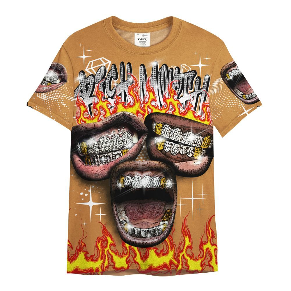 Shirt To Match Dunk Low Nature Wheat Suede - Rich Mouth Fire Rap Retro 90s All Over Print