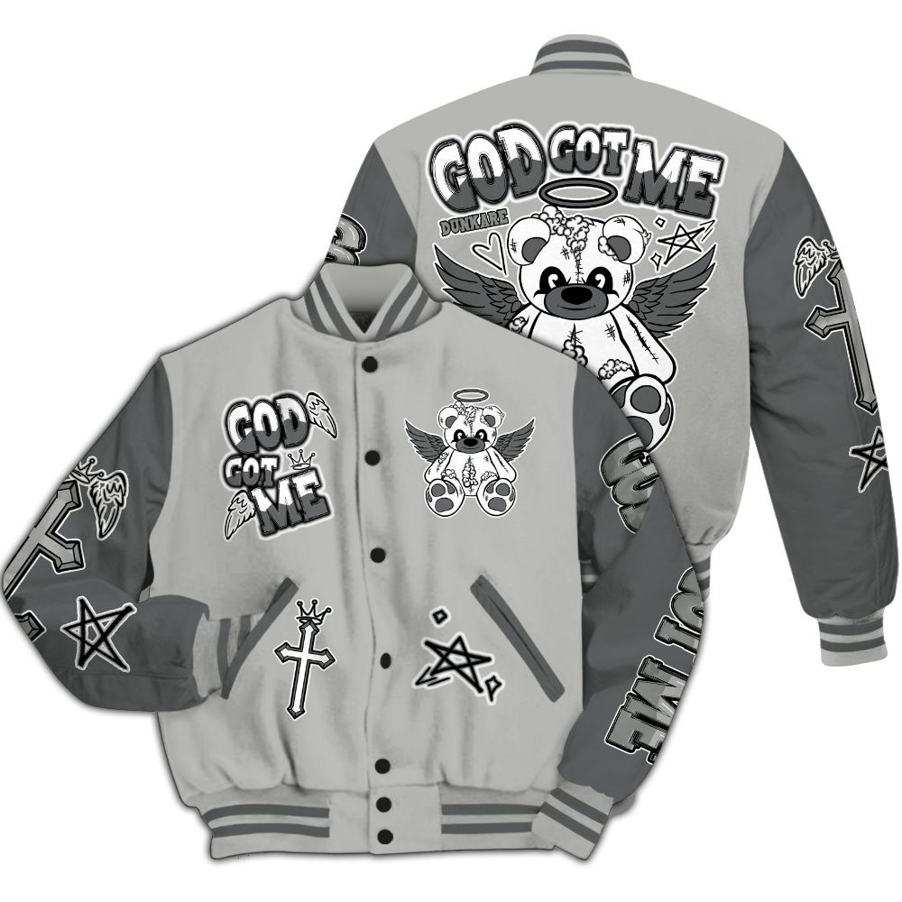 Varsity Jacket To Match Retro Wet Cement 4s - Gods Guides Me Bear All Over Print