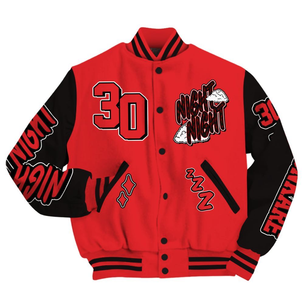 Varsity Jacket To Match Chile Red 9s - Seeya Skeleton All Over Print