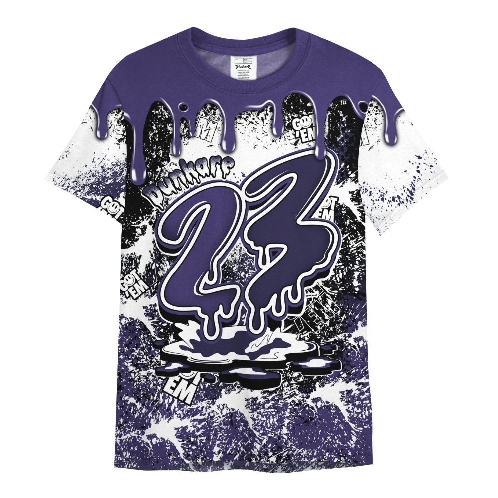 Shirt To Match Retro Court Purple 13s - Dripping 23 Drip All Over Print