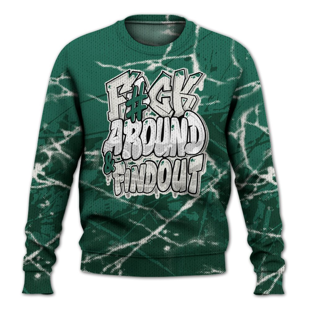 Knitted Sweater To Match Oxidized Green 4s - F Around Find Out Graphic Profound