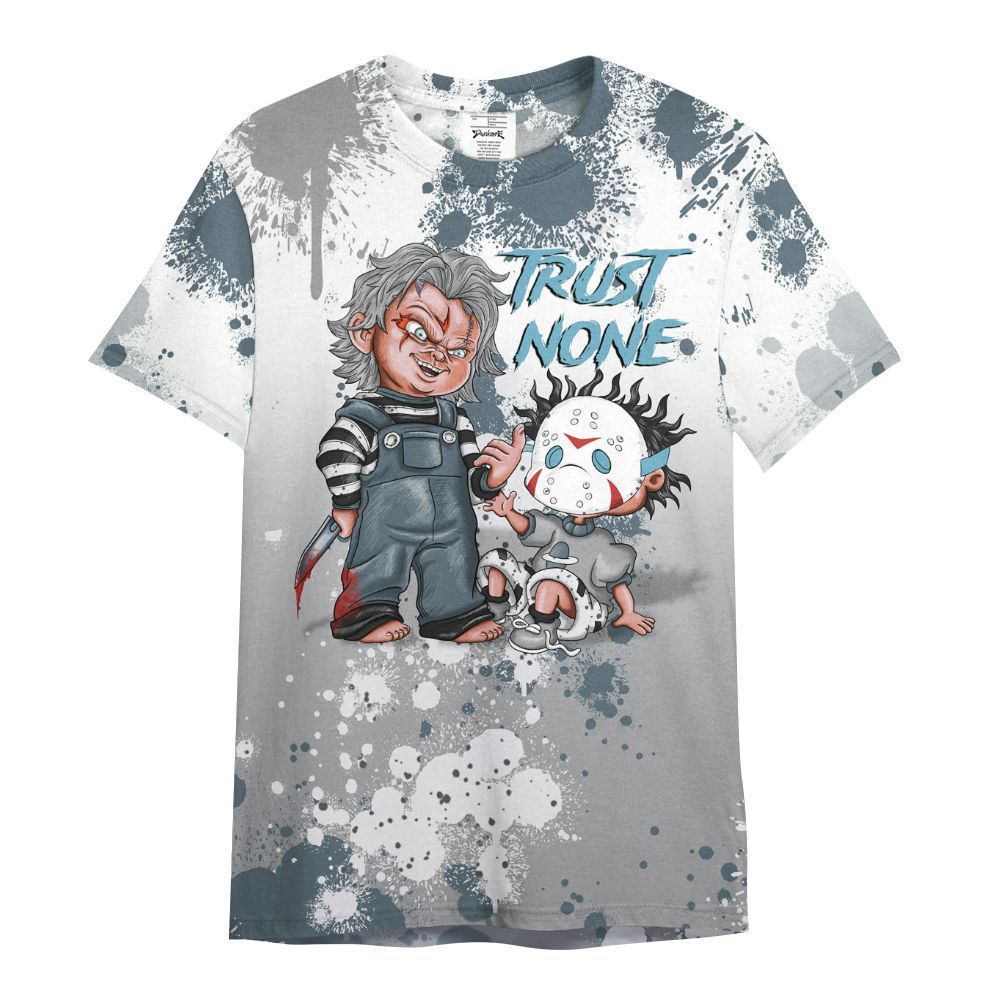 Shirt To Match Retro Light Graphite Wolf Grey 5s - Trust No One Scary All Over Print