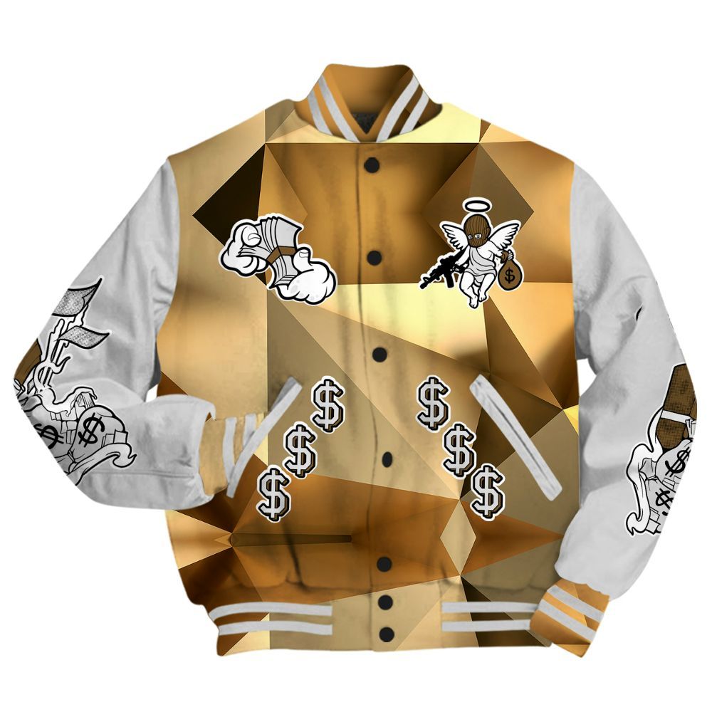 Varsity Jacket To Match NET Gold 4s - Ones Move In Silence Graphic All Over Print