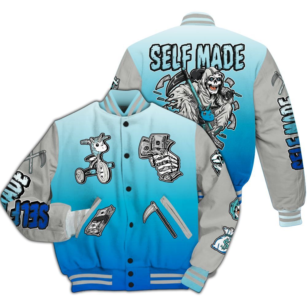 Varsity Jacket To Match Air Max One Block Down Blue - Self Make Skeleton All Over Print