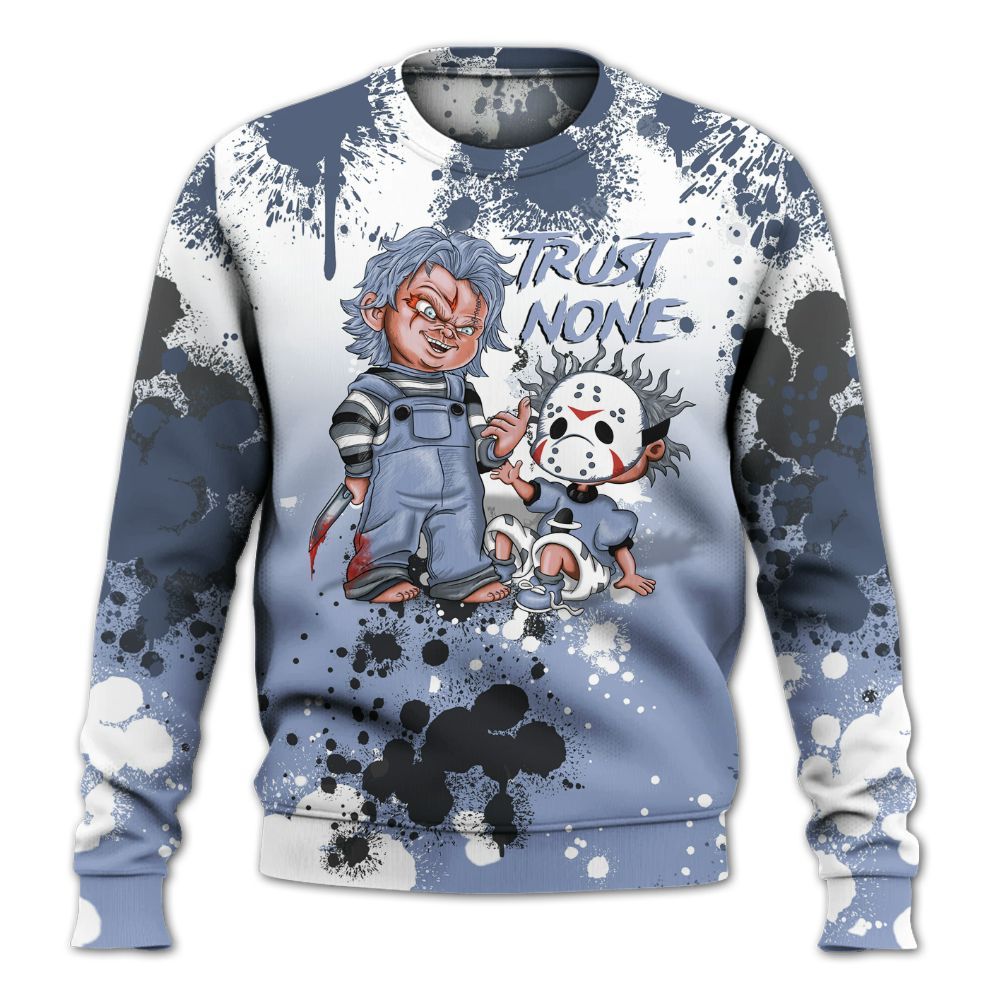 Sweatshirt To Match Retro Blue Grey 13s - Trust No One Scary All Over Print