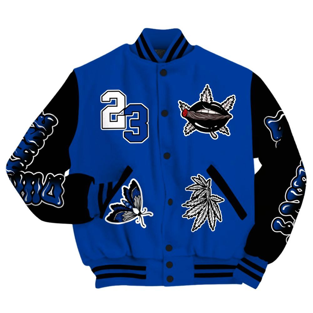 Varsity Jacket To Match Hyper Royal 12s - Bluntz Unique All Over Print