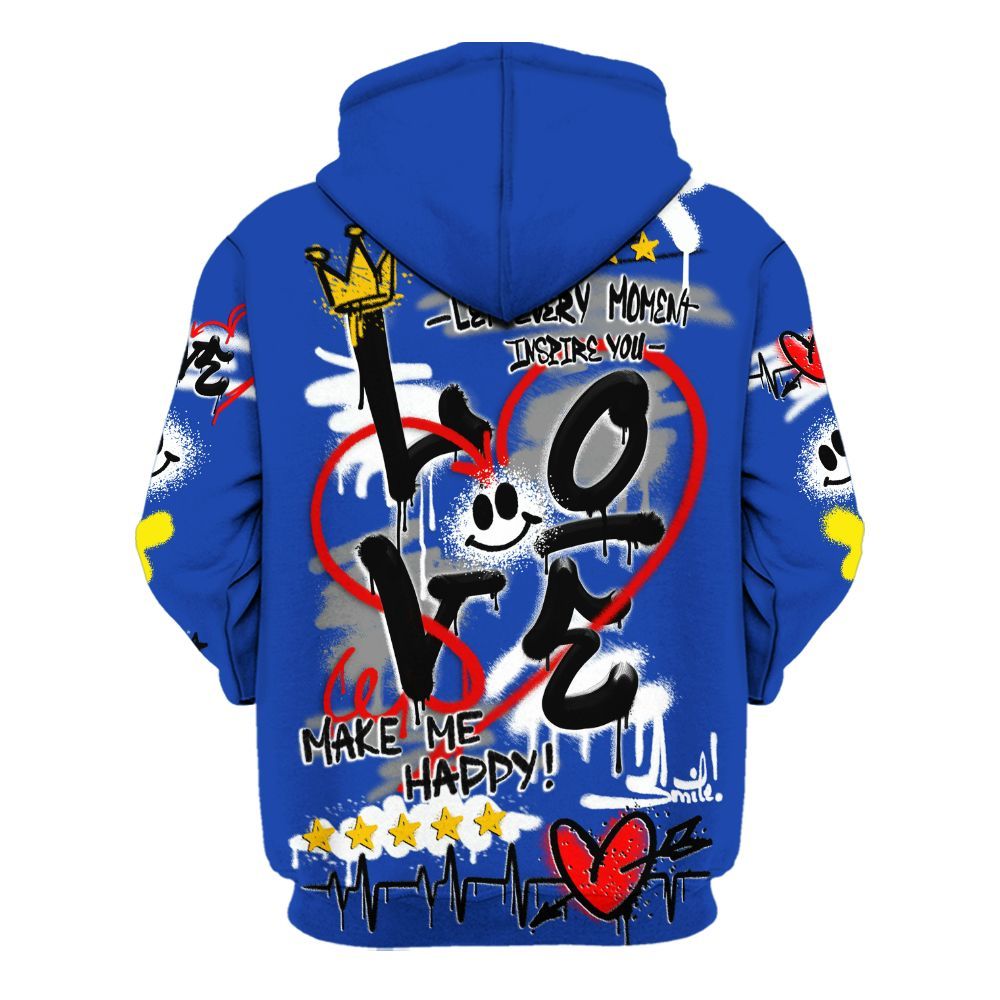 Hoodie To Match Laney 14s - Happy Love Beats Graffiti Streetwear All Over Print