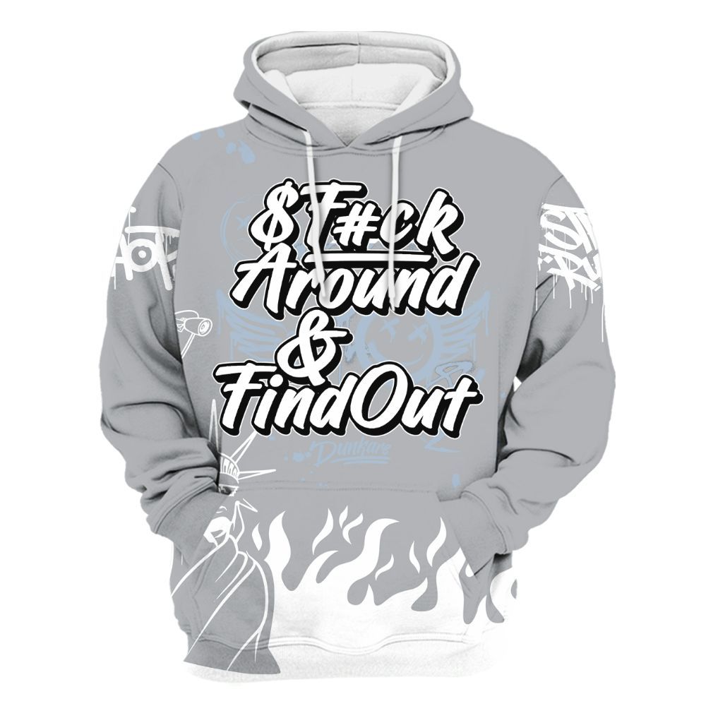 Hoodie To Match Low OG Wolf Grey 1s - Graphic Fck Around Find Out All Over Print