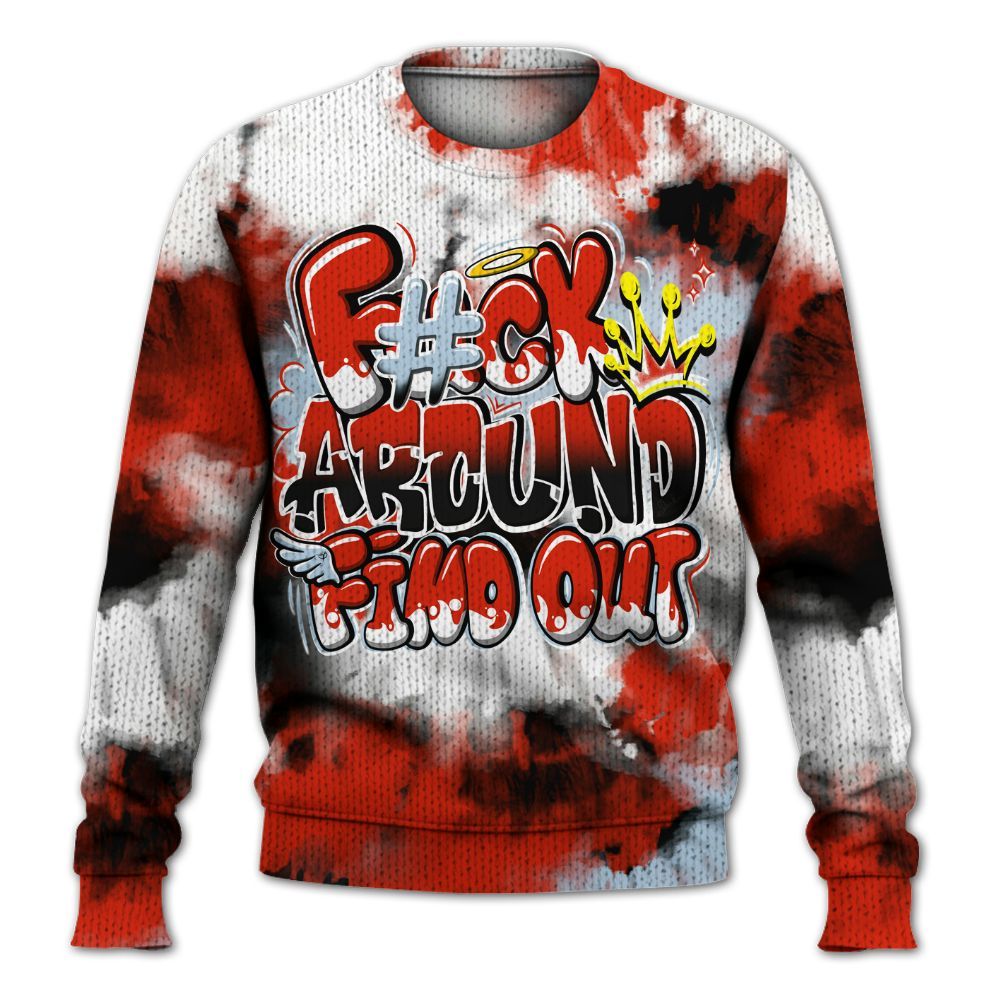 Knitted Sweater To Match Retro Cherry 11s - Tie Dye FK Around Find Out