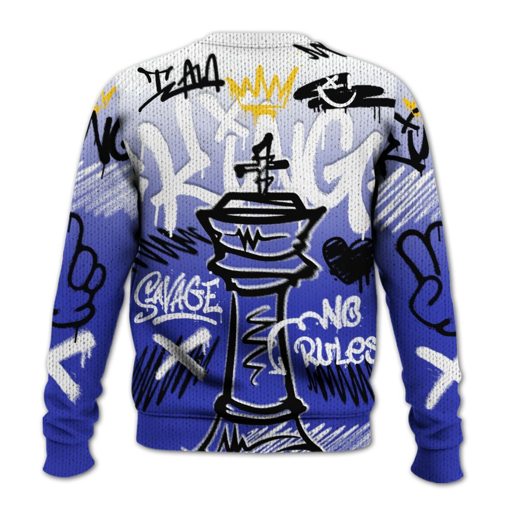 Knitted Sweater To Match Retro Black Concord 12s - Street King Chess Streetwear