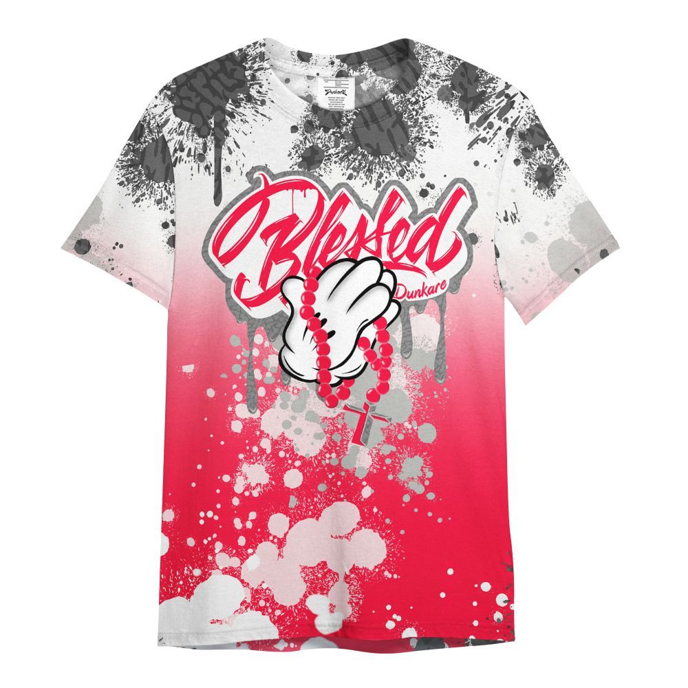 Shirt To Match Retro Fire Red 3s - God Blessed Ink Drip All Over Print