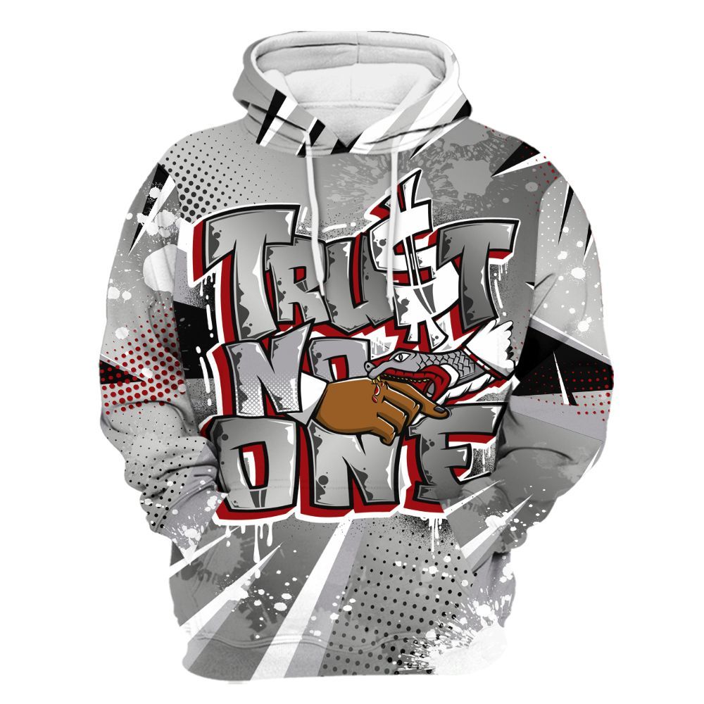 Hoodie To Match Metallic Silver 14s - Poly Trust No One Dripping All Over Print