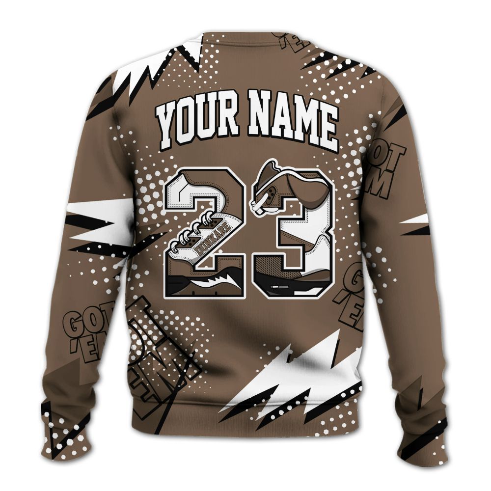 Sweatshirt To Match Dark Mocha Jack - Custom Name Number 23 5s All Over Print