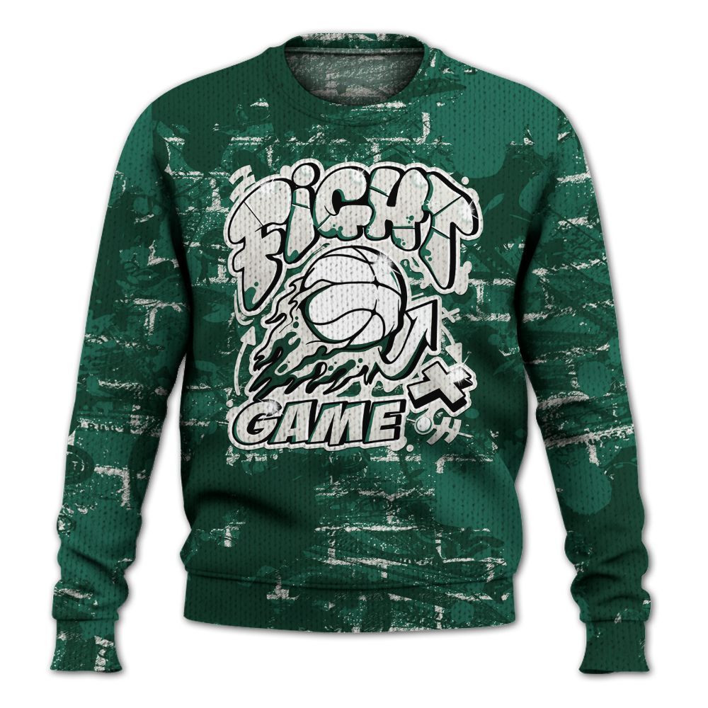 Knitted Sweater To Match Oxidized Green 4s - Fighter Games Graphic Street Art
