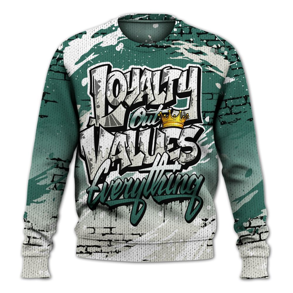 Knitted Sweater To Match RM Oxidized Green 4s - Values Of Loyalty Drip