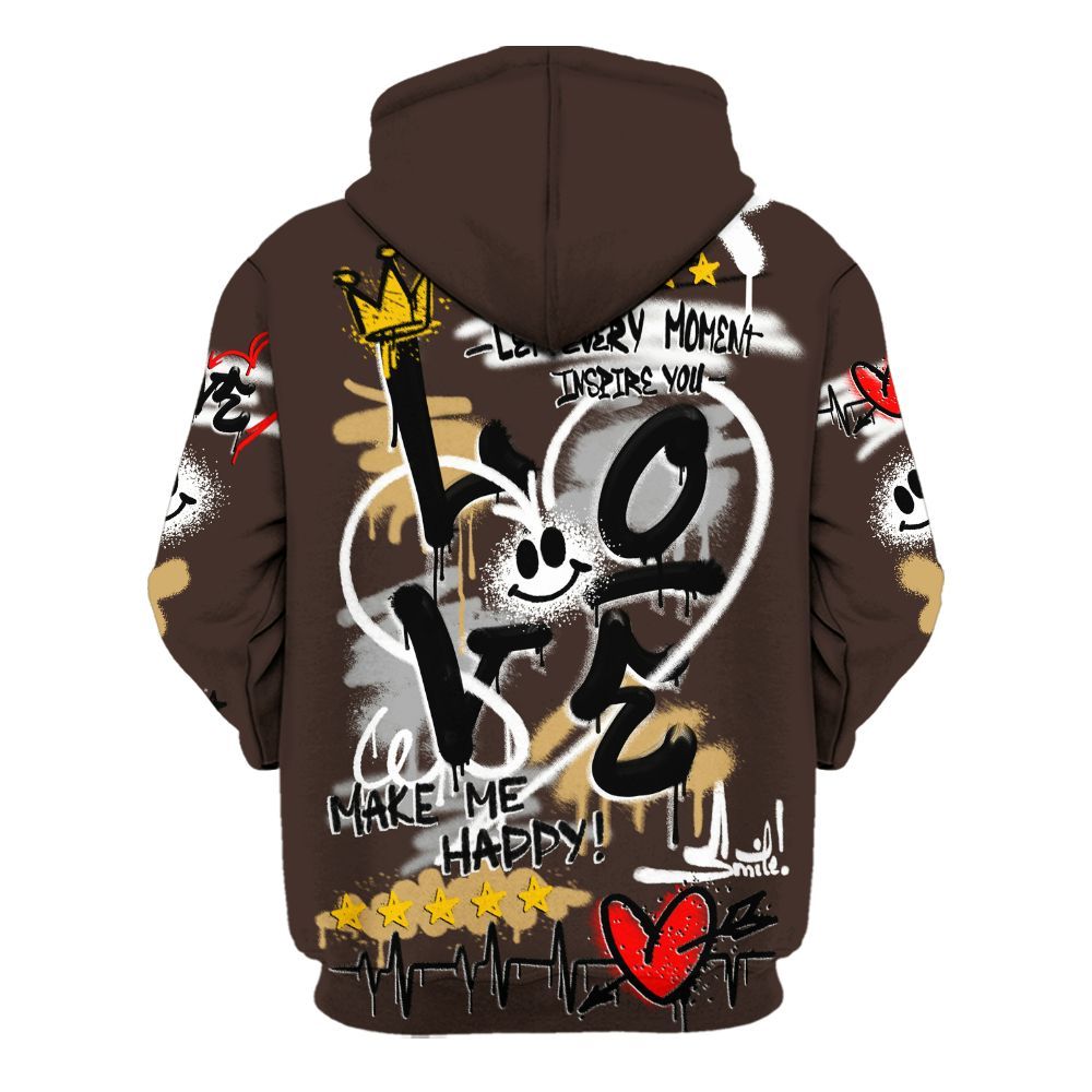 Hoodie To Match 2025 Retro Earth 5s - Happy Love Beats Graffiti Streetwear All Over Print