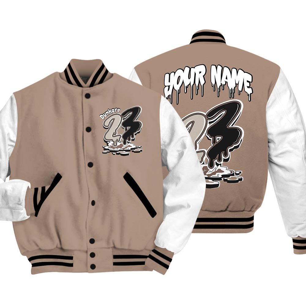 Varsity Jacket To Match OG Latte 1s - Custom Name 23 Drip Varsity Jacket Outfit OG Latte 1s 1305 HDT