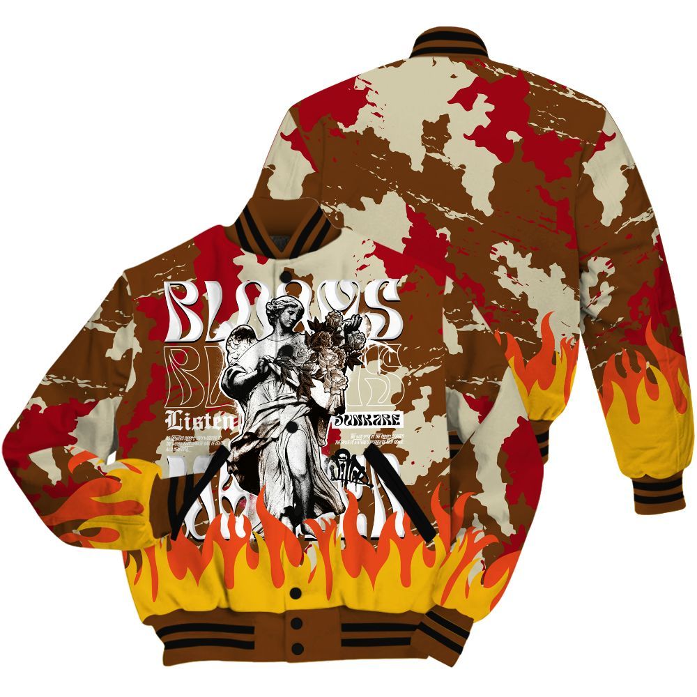 Varsity Jacket To Match Archaeo Brown 5s - Blooms Whisper Retro All Over Print