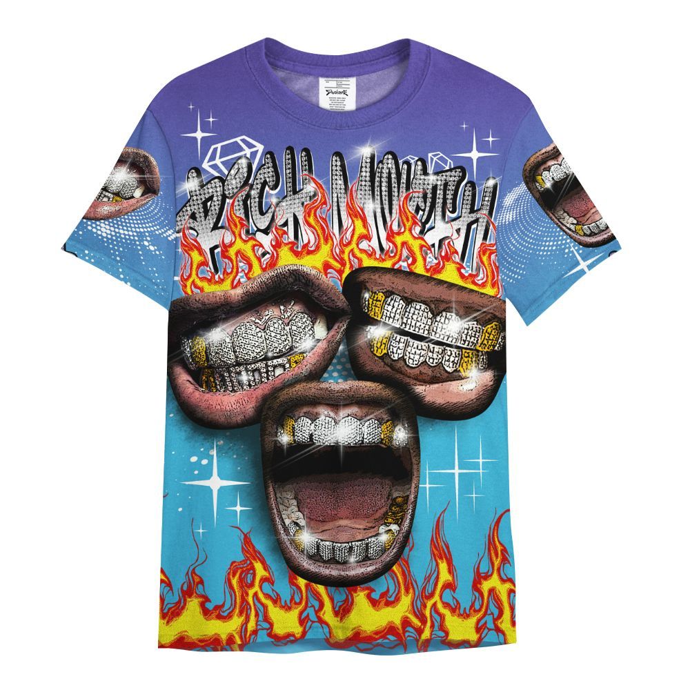 Shirt To Match Retro Aqua 6s - Rich Mouth Fire Rap Retro 90s All Over Print