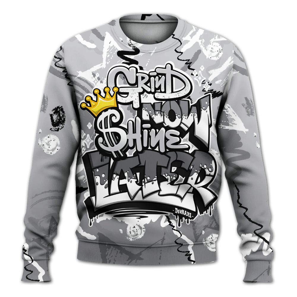 Sweatshirt To Match Retro Wolf Grey 5s - Grind Shine Later Drip All Over Print
