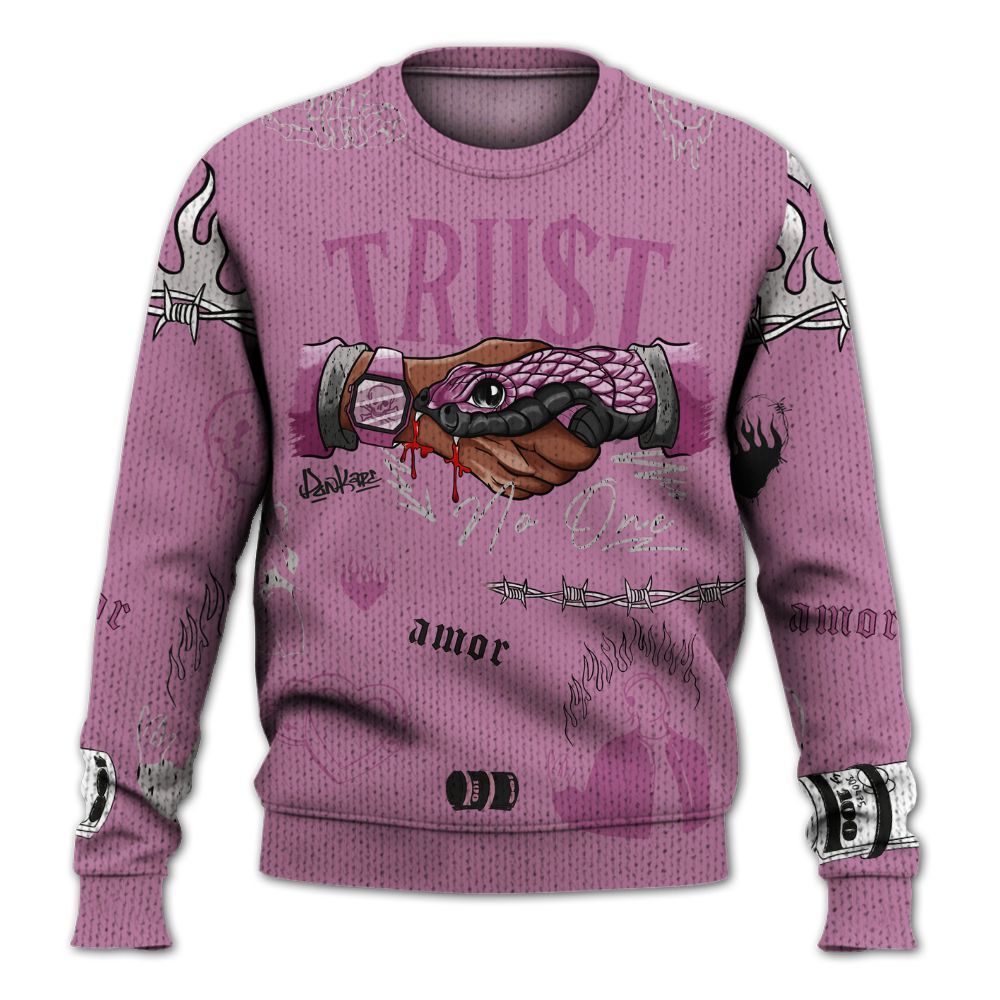 Knitted Sweater To Match Neutral Grey Black White Orchid 4s - Snake Trust No One