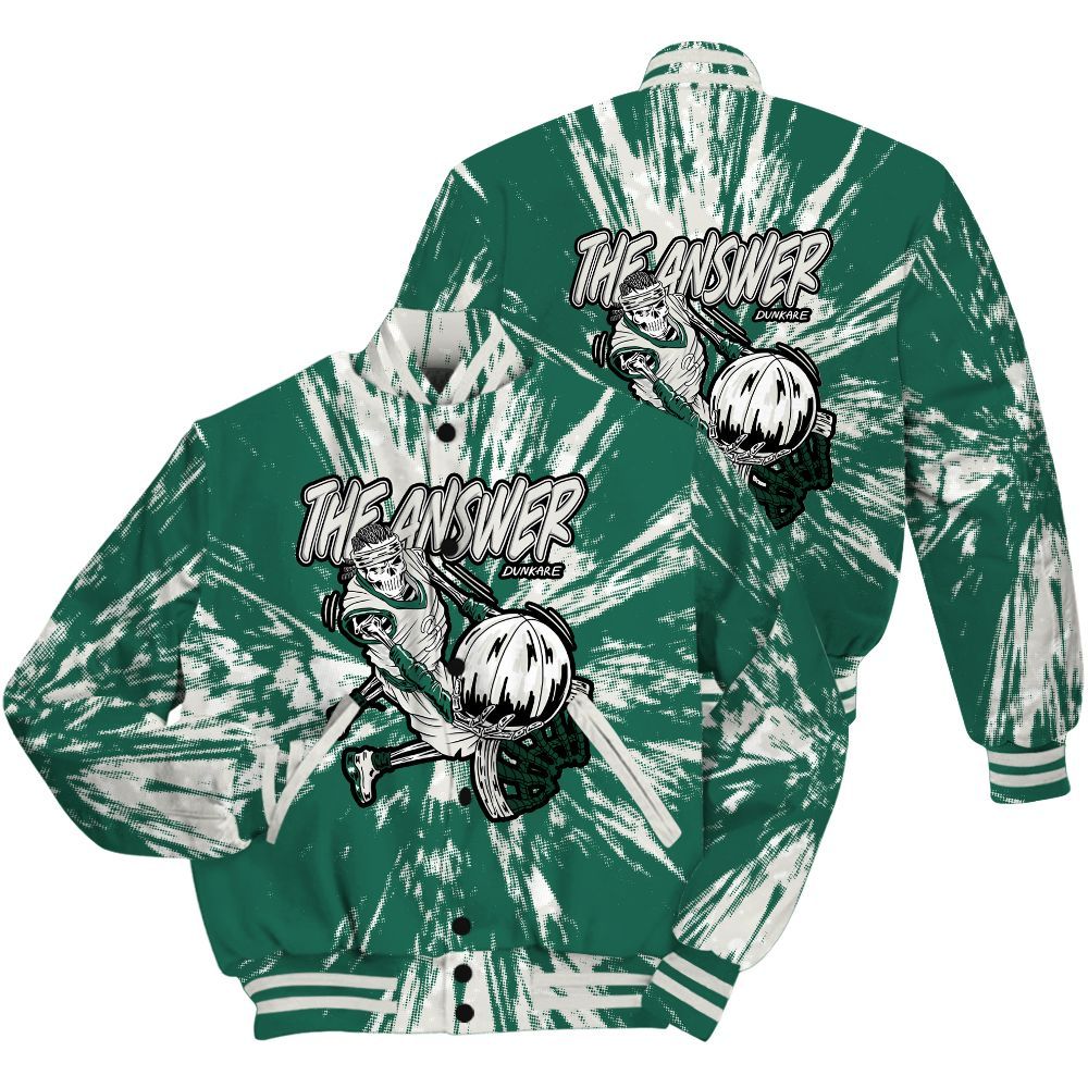 Varsity Jacket To Match Oxidized Green 4s Shirt - The Answer Skeleton Luxury All Over Print