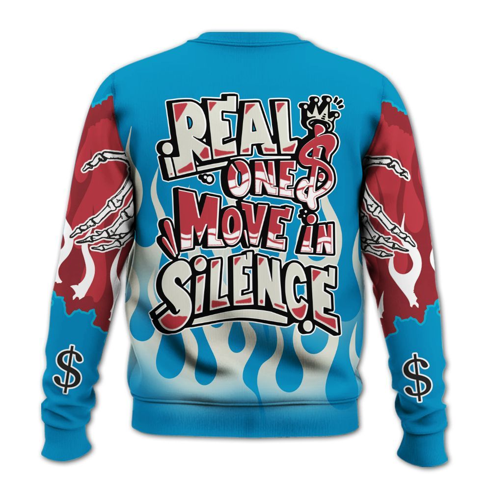 Sweatshirt To Match High OG University Red Dark Powder Blue 1s - Ones Move In Silence Graphic Trapped All Over Print