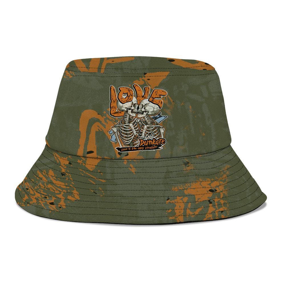 Bucket Hat To Match Olive 5s - Skull Love Graphic