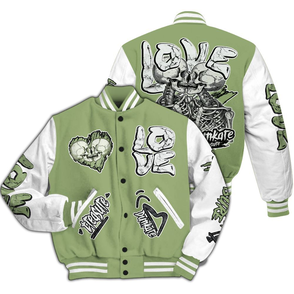 Varsity Jacket To Match Oil Green 4s - Skull Bear All Over Print
