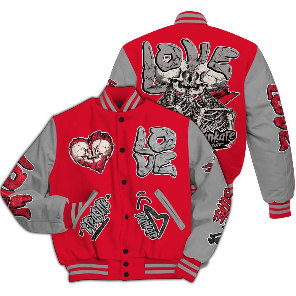 Varsity Jacket To Match Air Max Sunder Gore Tex Fire Red - Skull Bear All Over Print