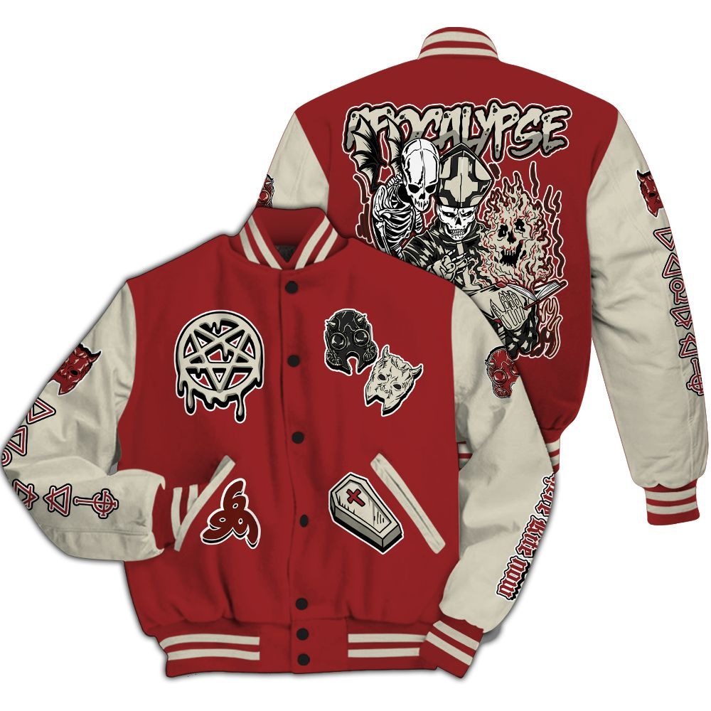 Varsity Jacket To Match High 85 Bred 1s - Apocalypse Skeleton All Over Print