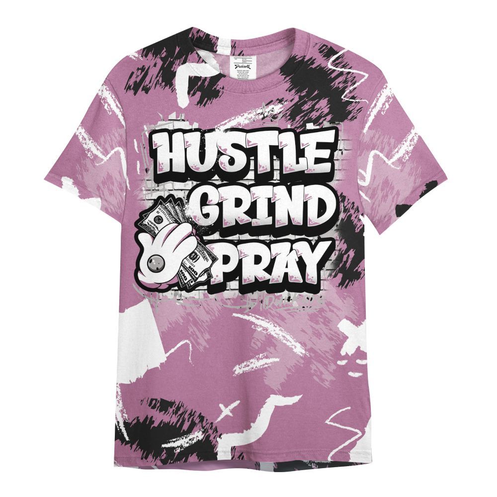 Shirt To Match Neutral Grey Black White Orchid 4s - Hustle Grind Pray Retro All Over Print