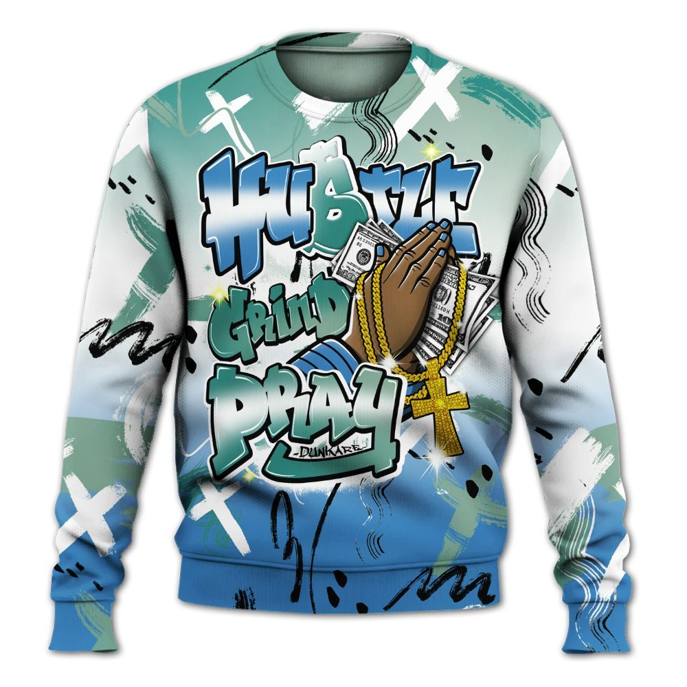 Sweatshirt To Match Low Carolina 17s - Money Hustle Grind Pray All Over Print
