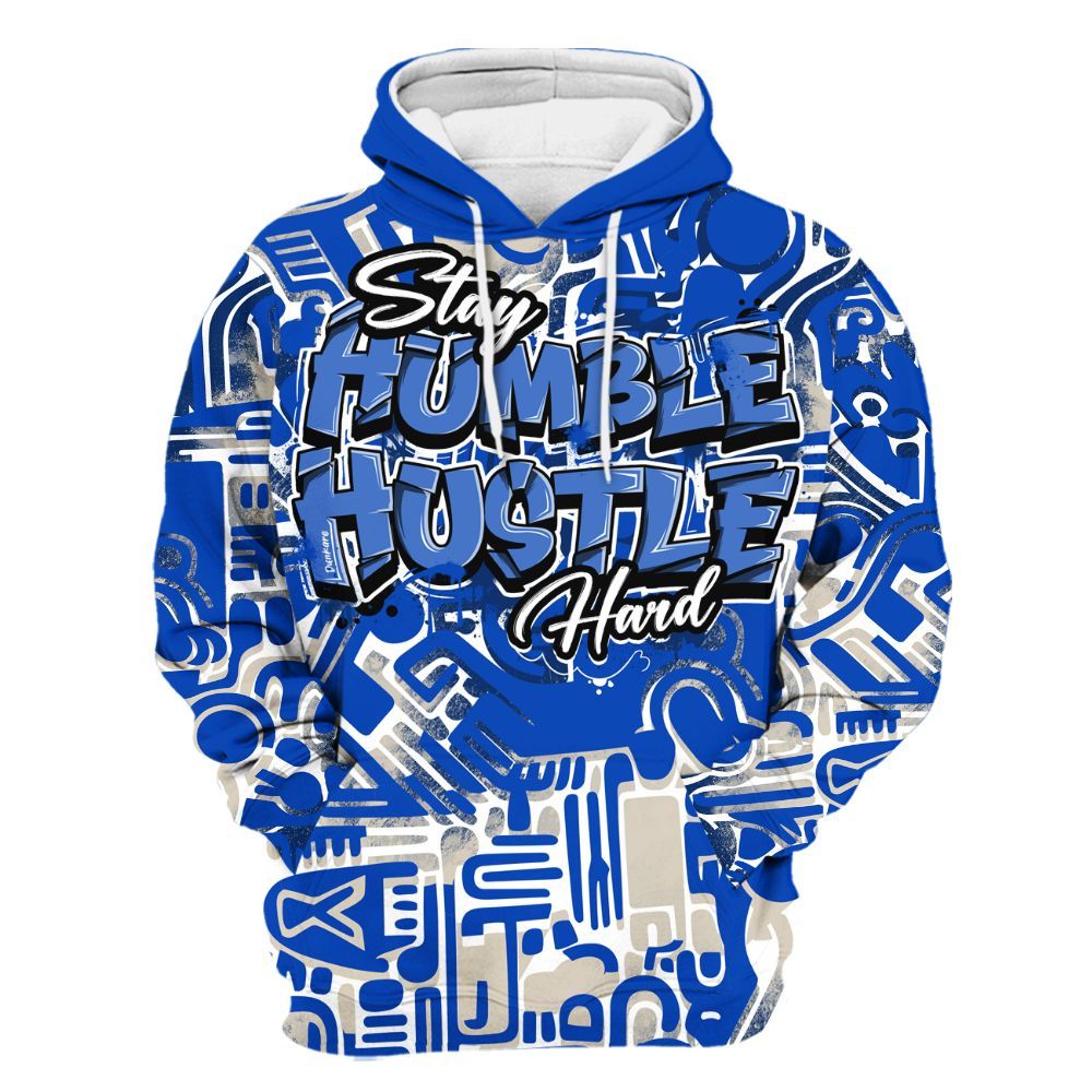 Hoodie To Match Low Game Royal 1s - Humble Hustle Doodle Retro All Over Print