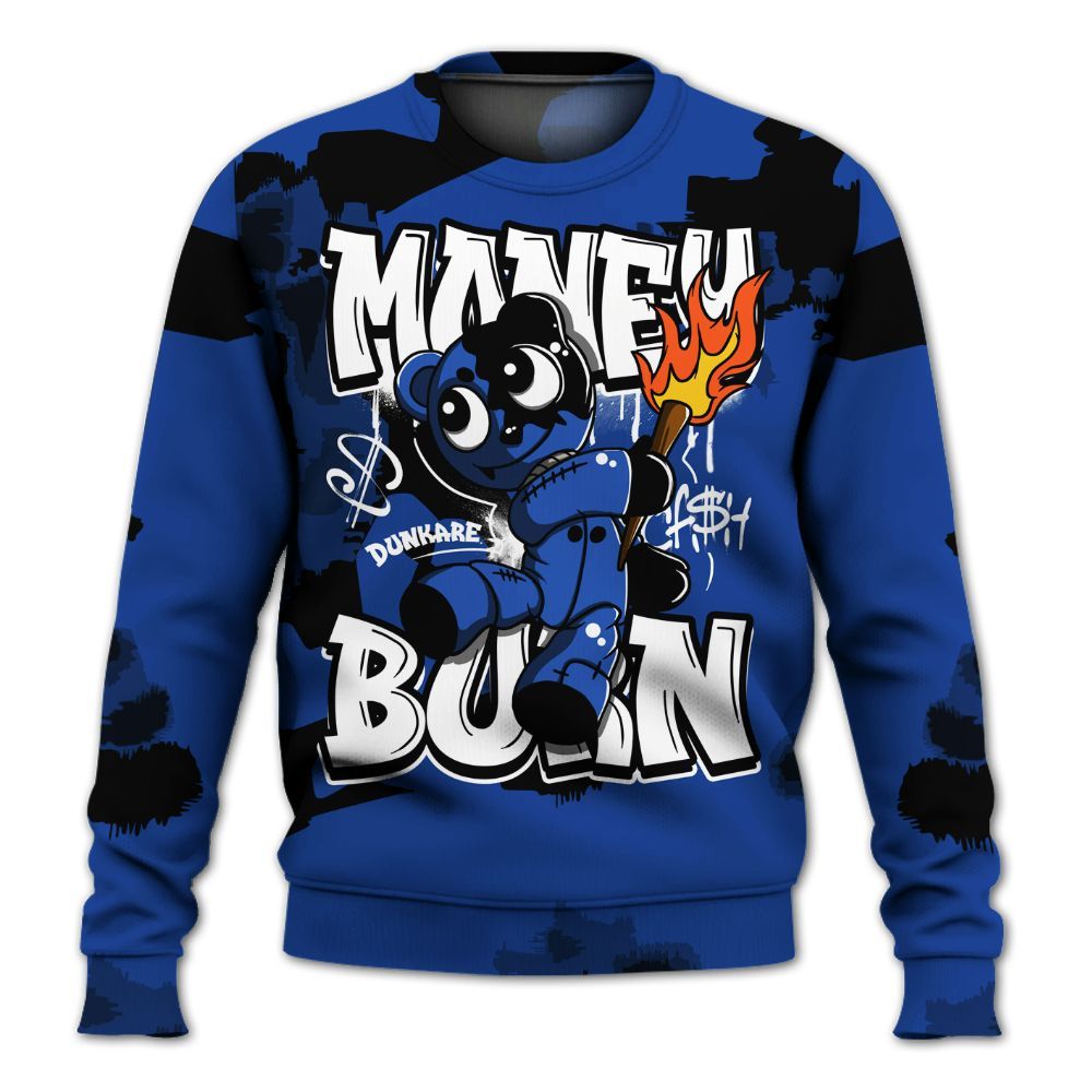 Sweatshirt To Match Air Foamposite One Royal - Money Burn Retro All Over Print