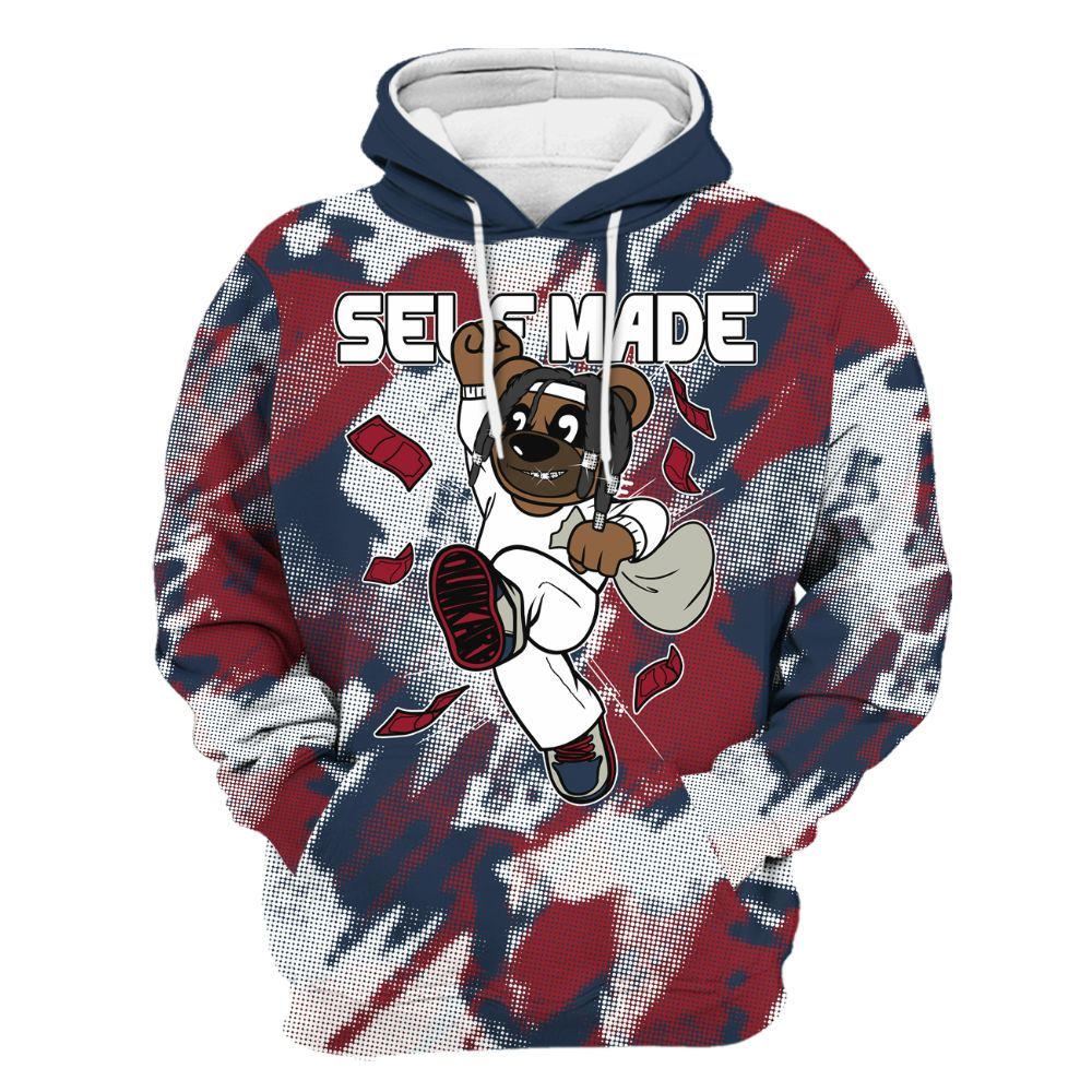 Hoodie To Match Navy Blue 2024 6s - Autonomous Bear Abstract Halftone All Over Print