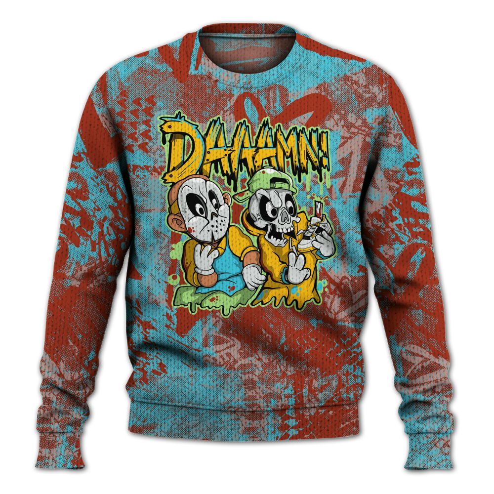 Knitted Sweater To Match SB Dunk Di'Orr Greenwood - Damn Shoe Graphic Heart Grunge