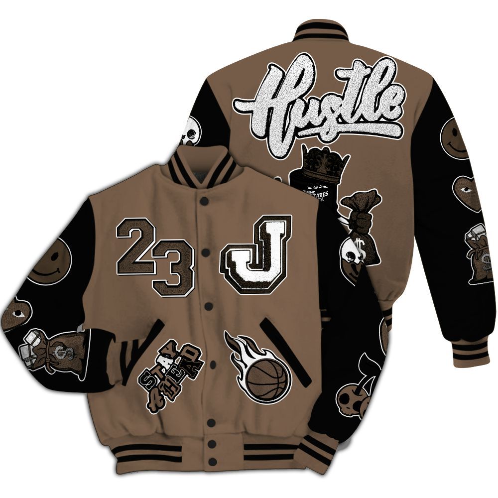 Varsity Jacket To Match Dark Mocha Jack - Hustles Money Number 23 All Over Print