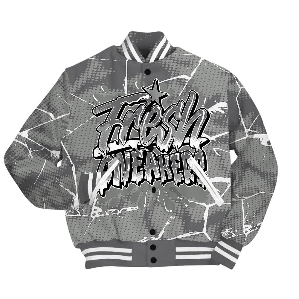 Varsity Jacket To Match Paris Cement Grey 4s - Fresh Shoe White Graphic Crack Varsity Jacket Unisex