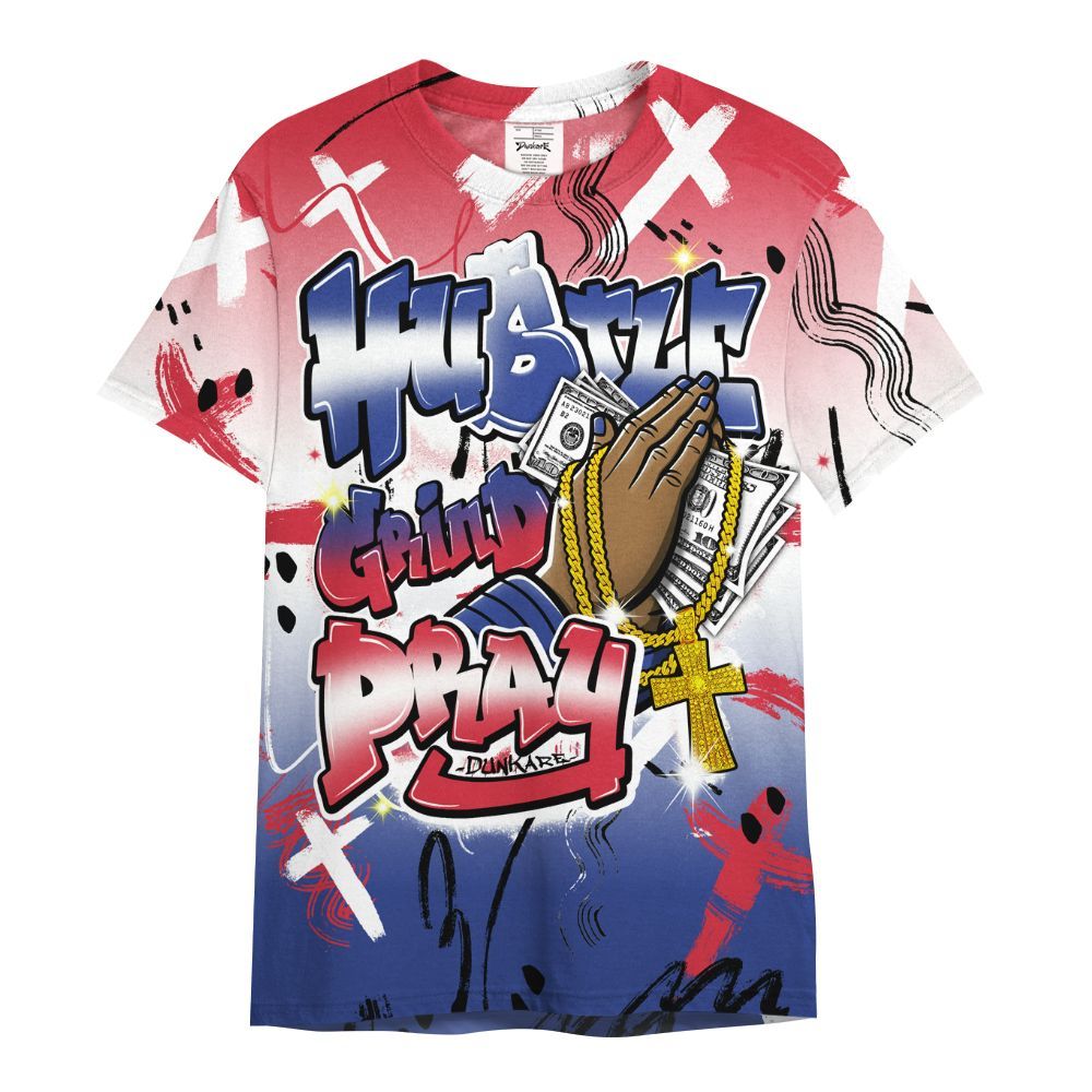 Shirt To Match Air Griffey Max USA Red White Blue 1s - Money Hustle Grind Pray All Over Print