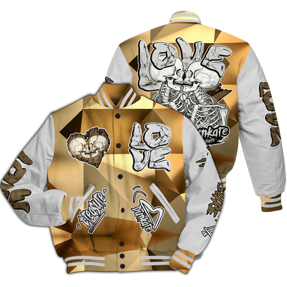 Varsity Jacket To Match NET Gold 4s - Skull Bear All Over Print